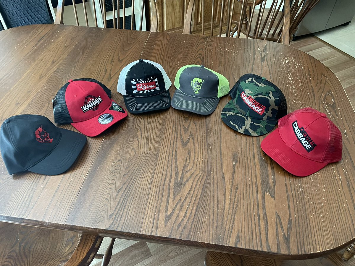 digitalkarma123's tweet photo. 6 new hats ready for retail. Not on website yet, but coming soon. https://t.co/HHM8ulsBOw