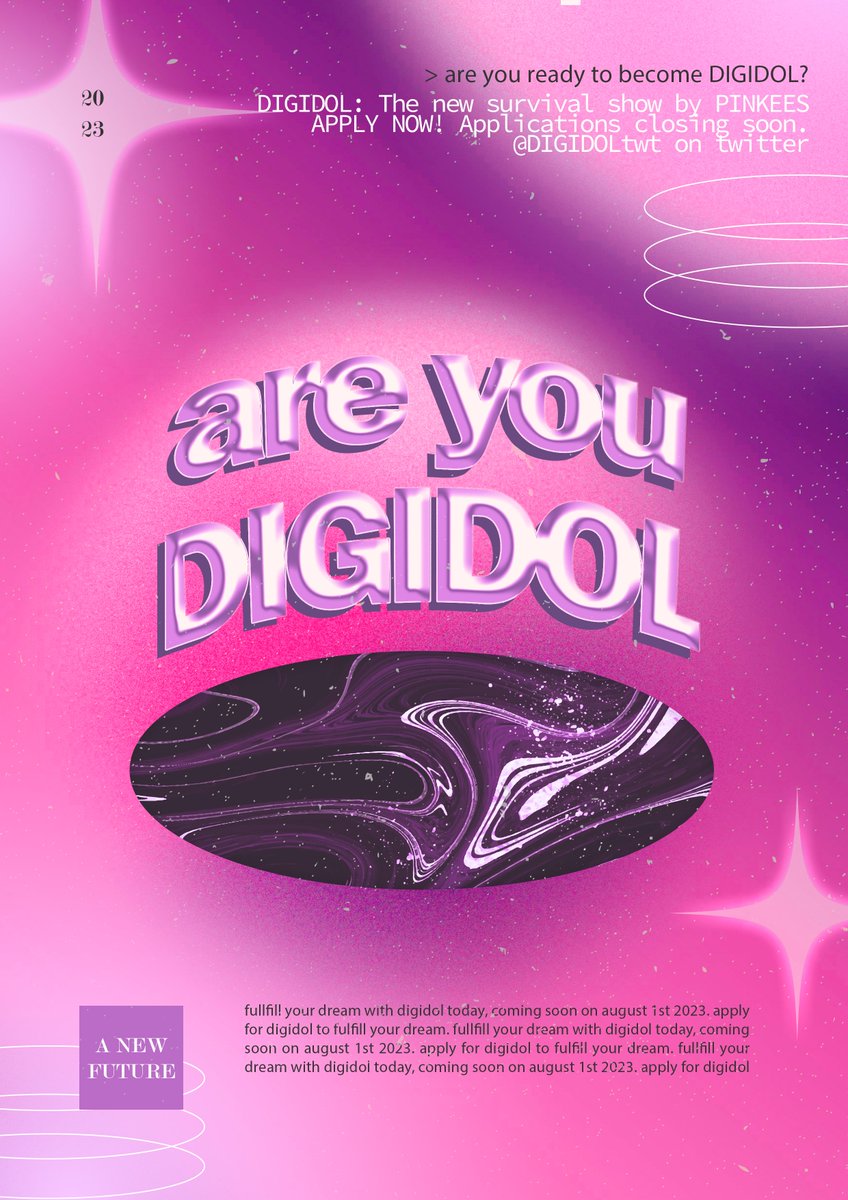 DIGIDOLtwt's tweet photo. INCOMING #DIGIDOL_Cypher
introducing #DIGIDOL the new survival show

@DIGIDOLtwt

>> are you ready to become #DIGIDOL?
>> application period until 23/7/2023   
>> APPLY HERE: https://t.co/SNcmjxigrU https://t.co/TQugEBTwJd
