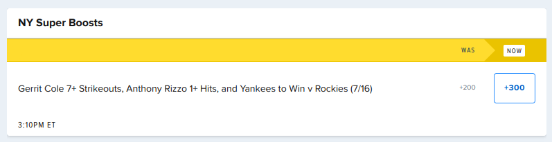 TheBoostDoctor's tweet photo. FanDuel NY Super Boost

Yanks ML, Cole 7 Ks, Rizzo 1 Hit

15% EV, 1.2uqk

Very conservatively 15% EV if you dont trust kambi unders, with the kambi lines it's 20%. In for my $25 max. https://t.co/pMBhbAMfyC