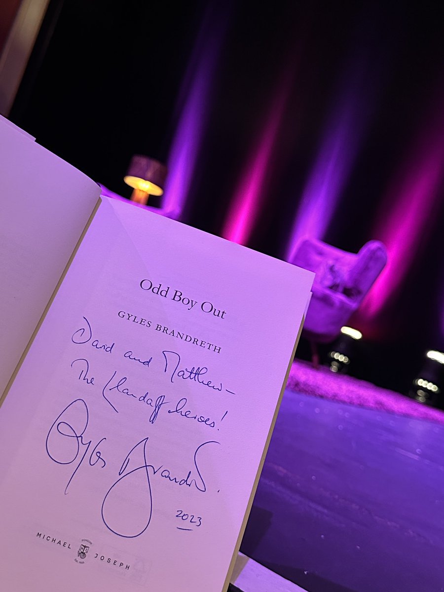 mrserioushead's tweet photo. @DrMJWD and I loved @SomethingRhymes in @BristolOldVic with @susie_dent &amp; @GylesB1. My cheeks were sore from laughing and smiling. Great front row seats. #theatre #podcast #lexicography #etimology https://t.co/g9k2WlKFKC