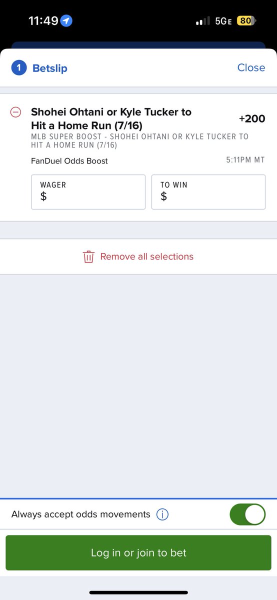 ThePromoguy123's tweet photo. Must bet oddsboost on Fanduel: 

Kyle Tucker or Shohei Ohtani to hit a home run boosted to +200. 

The 0 vig line is ~+155 giving this a ~+17.64% EV! 

Bet it now! https://t.co/76C2DlShZu