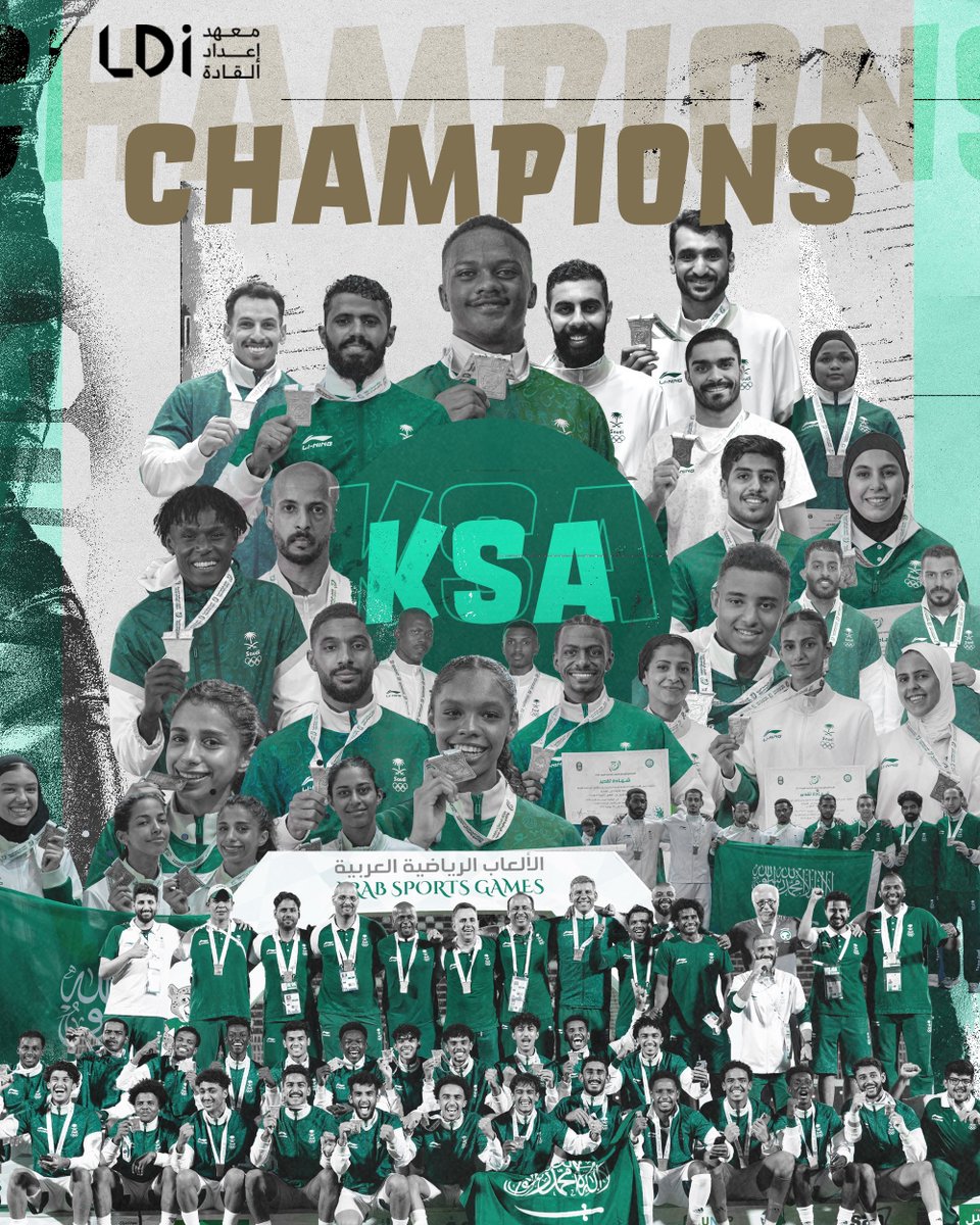 🥇- 7
🥈- 9
🥉- 29

ألف مــبــروك لأبطالنا 💪💚

ـ #الألعاب_الرياضية_العربية15