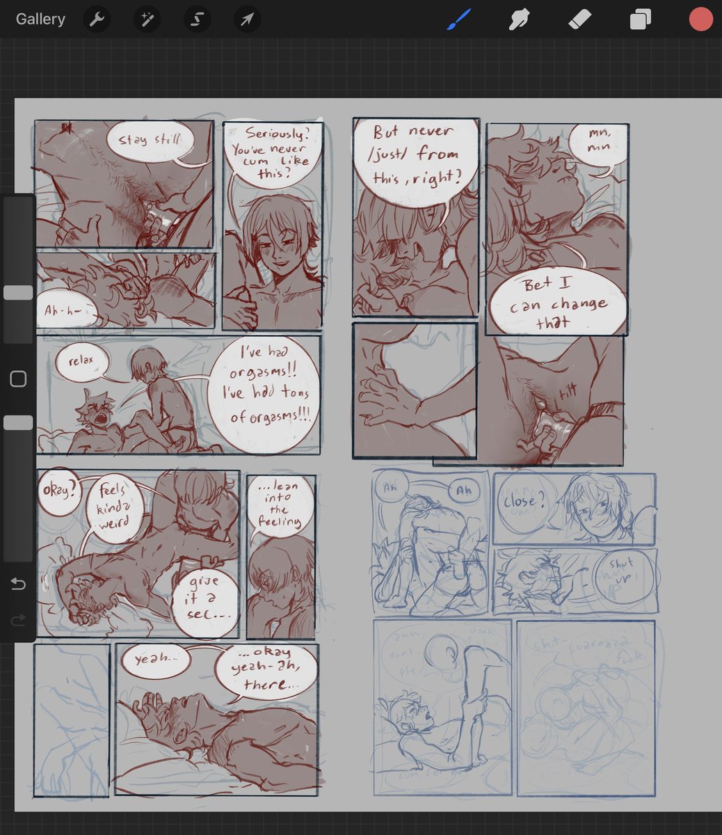 tartagliagita's tweet photo. I have on procreate what I call a digital sketchbook, where I just make new folders for each day, and this is where I sketch p much everything out and then if I need to move it to a properly set up file. so in like my final sketch phase my comics look like this https://t.co/YHp4PVzhZq