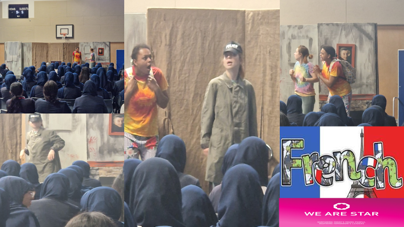edengirlsslough's tweet photo. Year 7,8, 9 &amp; 10 were fortunate to watch a very engaging French play about a haunted house organised by the MFL department. #CulturalCapital #FrenchPlay #LearningMadeFun https://t.co/6pEbw600Sb