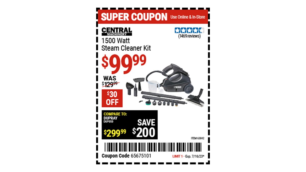 Harbor Freight on Twitter "Buy the CENTRAL MACHINERY 1500 Watt Steam