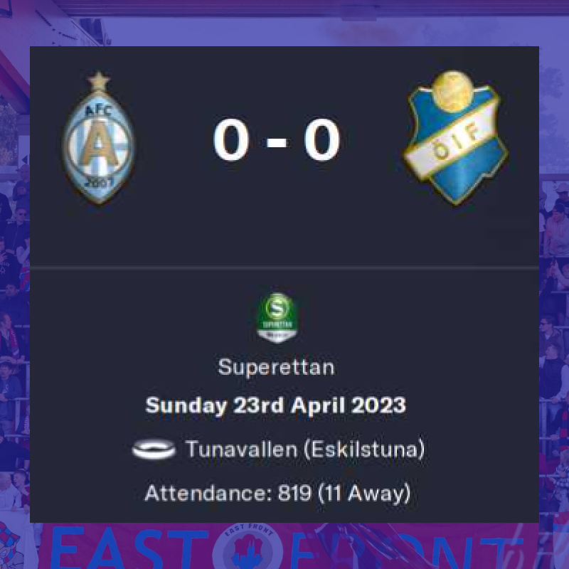 April 23rd 2023

Superatten Match Day 5

Our unbeaten run continues, and yet another clean sheet. We'll need to work on other approaches for these away games, as that's a potential 4 points dropped in our last couple of encounters away from home.