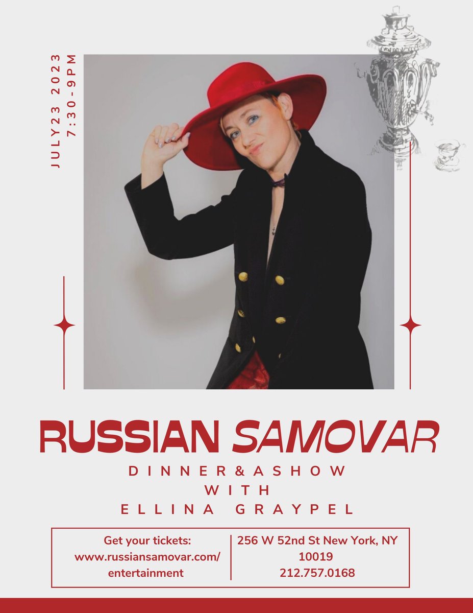 SamovarRussian's tweet photo. Come get jazzy with it! Ellina Graypel "Dinner &amp; Show" https://t.co/DQSNTS48Md