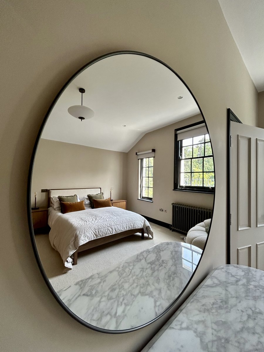 Reflections and mirrors, we are slightly obsessed!
We love how this “bed scene” in one of our London projects is reflected. 
It creates an interesting juxtaposition between the real bed scene and its mirrored counterpart, blurring the boundaries between the physical space and its