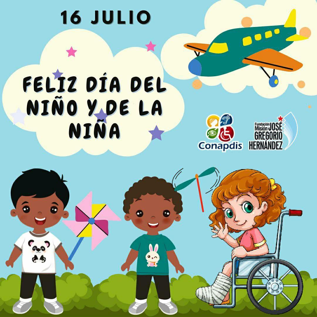 Hoy #16Jul se celebra en nuestro pais el Día del Niño y la Niña, una fecha especial para homenajear a los pequeños. Desde <a href="/Conapdis/">Conapdisvenezuelaoficial</a> les deseamos un feliz día repleto de diversión y alegría.