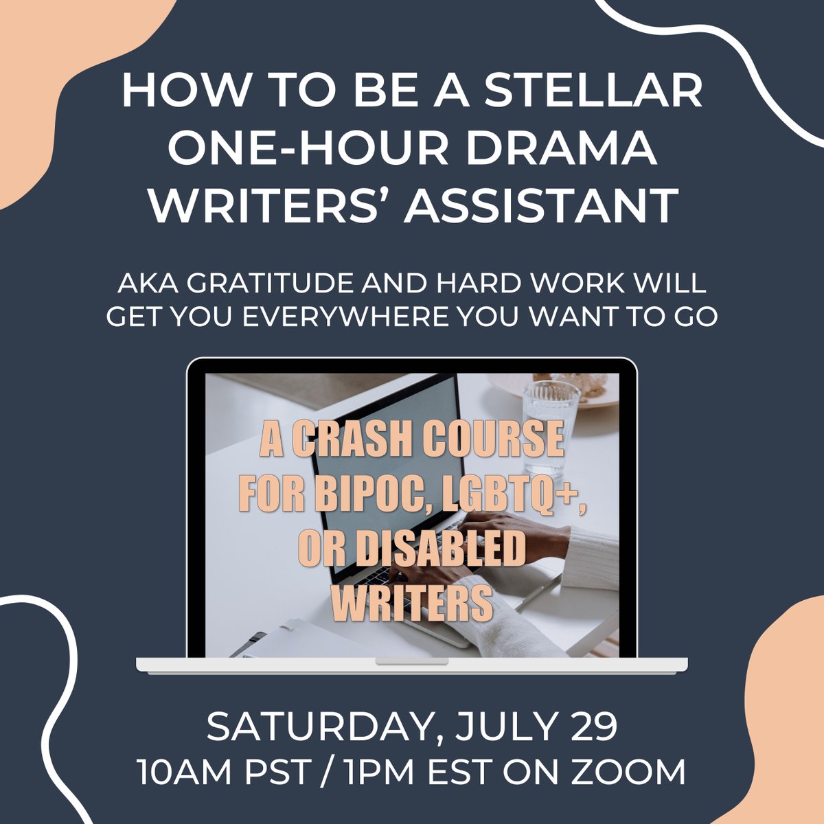 I'm hosting a FREE crash course on How to Be a Stellar One-Hour Drama Writers' Assistant for BIPOC, LGBTQ+, & Disabled writers on Sat, July 29 at 10am PST/1pm EST! Just me sharing some knowledge & paying it forward to the next generation. ☺️ Sign up at eventbrite.com/e/how-to-be-a-… RT