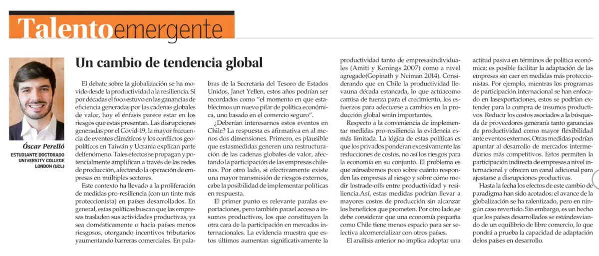 Cristóbal Ruiz-Tagle C. (@cruizta) on Twitter photo Bien puesto el nombre de la sección "talento emergente". Hoy, el gran <a href="/oiperello/">Oscar Perelló</a> sobre la nueva tendencia global en comercio internacional Bien puesto el nombre de la sección "talento emergente". Hoy, el gran <a href="/oiperello/">Oscar Perelló</a> sobre la nueva tendencia global en comercio internacional