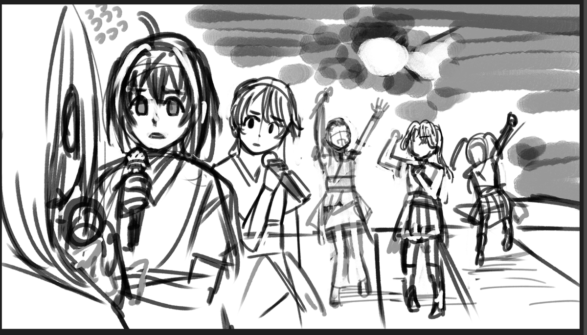 これはレイヤーが残ってたアーカイブ終わっちゃって放置してた輝城夜祭で一番好きだったシーンのラフ 