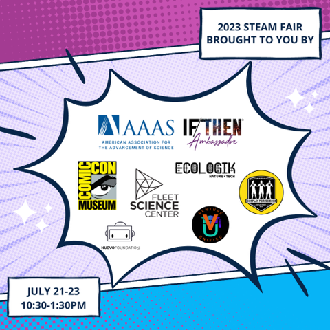 We are so excited to show how working in STEM makes you a real-life superhero! 🦸 
Join us at the <a href="/IfThenSheCan/">If/Then</a> #STEAM Fair at the <a href="/ComicConMuseum/">Comic-Con Museum</a> 7/21 to 7/23. bit.ly/3ruMElG
.
#STEM #Superheroes #ComicCon #SanDiegoComicCon #SDCC #SDCC23 #womeninSTEM #stemwomen