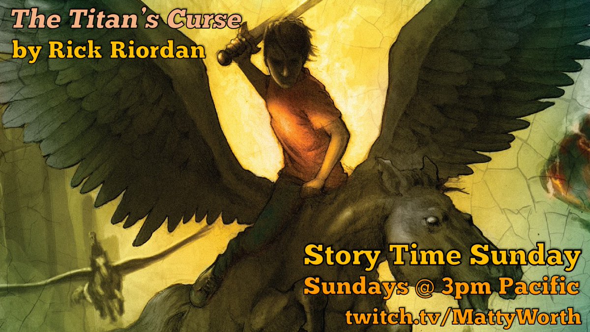 WorthMatty's tweet photo. Starting at 3pm Pacific!
Percy &amp; the gang make their final stand in order to save Artemis &amp; Annabeth!  Find out how it all goes down as I finish reading "The Titan's Curse" by @rickriordan!  Then, I'll reveal which book I'm starting next! Link in bio
#twitch #readingaloud #books https://t.co/PtSgSNkktz