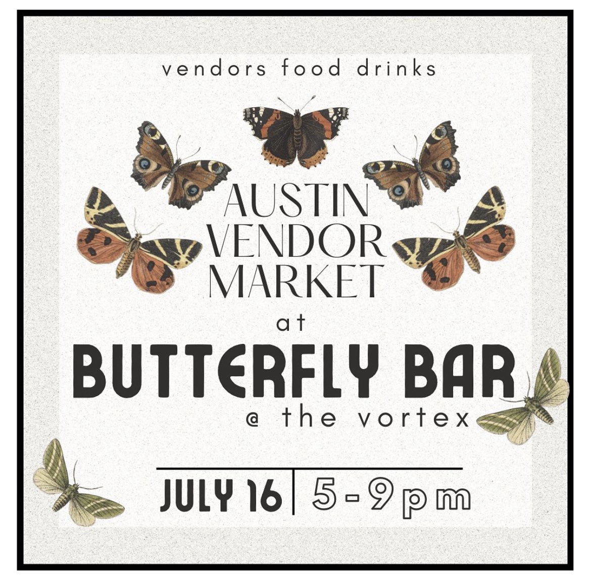 ✨ Austin Vendor Market is here TONIGHT✨
 
🤩 Grab a drink at The Butterfly Bar, order some Patrizis, and check out all the amazing local business that will be in the garden tonight! 

#atx #atxlife #atxmarkets