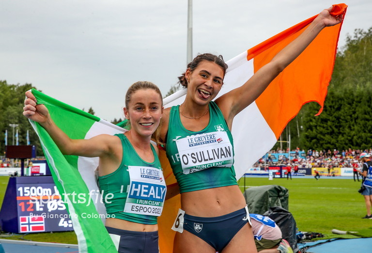 sportsfile's tweet photo. Sarah Healy, left, and Sophie O'Sullivan of Ireland celebrate winning silver and gold respectively in the Women's 1500m Final at the European Athletics U23 Championships in Finland. 

https://t.co/YG5PZZ0O3A https://t.co/1sE9azVxgV