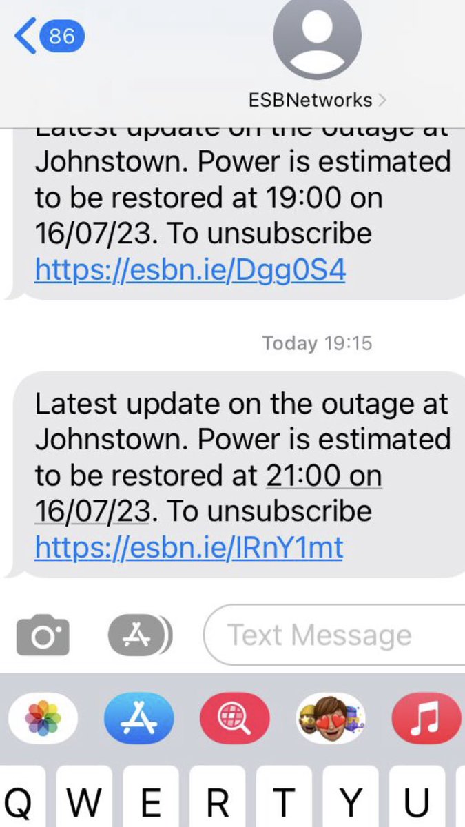 johardiman's tweet photo. @ESBNetworks *21 hrs without electricity @ESBNetworks  and now the latest message I got is power to be restored at 9pm https://t.co/PRcsklXYQ1