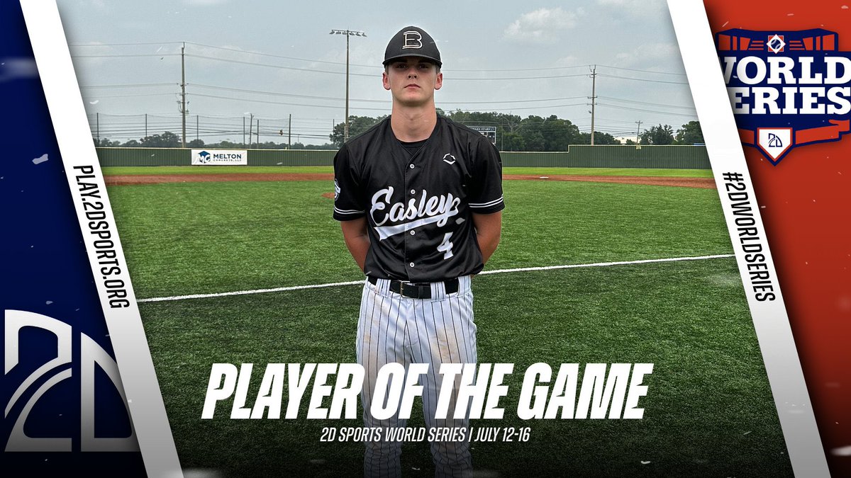 ⭐️ PLAYER OF THE GAME ⭐️

Ryder Harville: 7IP 1H 2R 1BB 5K 

Summer Team: <a href="/EasleyBaseballC/">Easley Baseball Club</a> 

#2DWorldSeries 
@2DsportsTN
