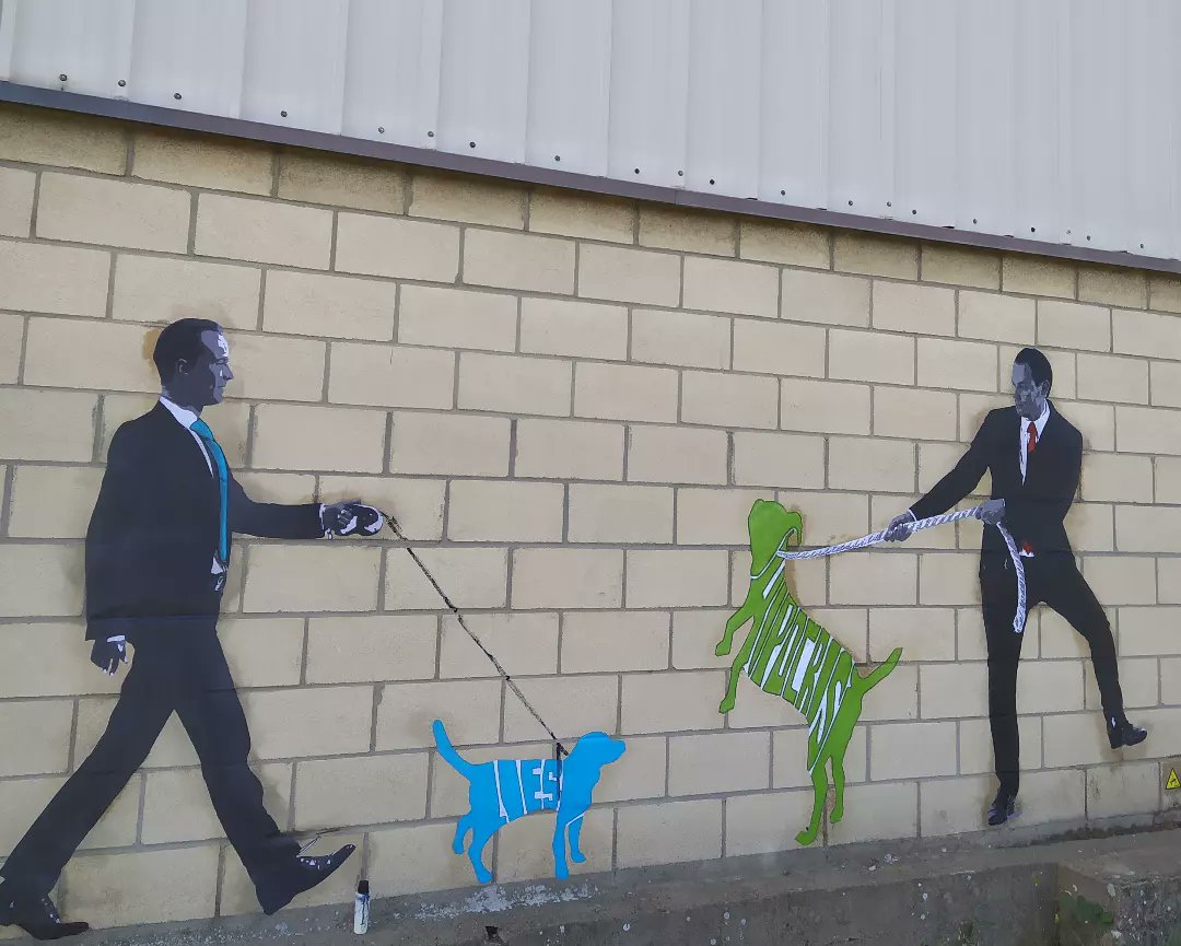doctrinameinhof's tweet photo. "Election campaign: lies and hypocrisy." #streetart  #Elecciones2023 #debate #elecciones23J https://t.co/fuXWbWbMkk