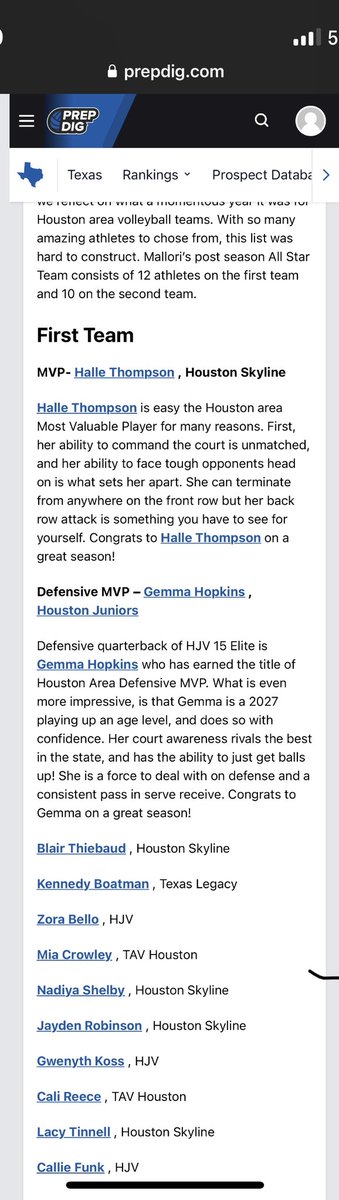 Callie Funk (@calliefunk_2026) on Twitter photo Thank you <a href="/MalloriHowie/">Mallori Howington</a> for selecting me to the first team! Congrats to <a href="/Gemmahop/">Gemma Hopkins</a> <a href="/Zora_Bello/">Zora Bello</a> <a href="/GwenythKoss/">Gwenyth Koss</a> <a href="/amayalove2026/">Amaya Love</a> on being recognized as the best in Houston! <a href="/houstonjuniors/">Houston Juniors</a> 💙🧡 Thank you <a href="/MalloriHowie/">Mallori Howington</a> for selecting me to the first team! Congrats to <a href="/Gemmahop/">Gemma Hopkins</a> <a href="/Zora_Bello/">Zora Bello</a> <a href="/GwenythKoss/">Gwenyth Koss</a> <a href="/amayalove2026/">Amaya Love</a> on being recognized as the best in Houston! <a href="/houstonjuniors/">Houston Juniors</a> 💙🧡