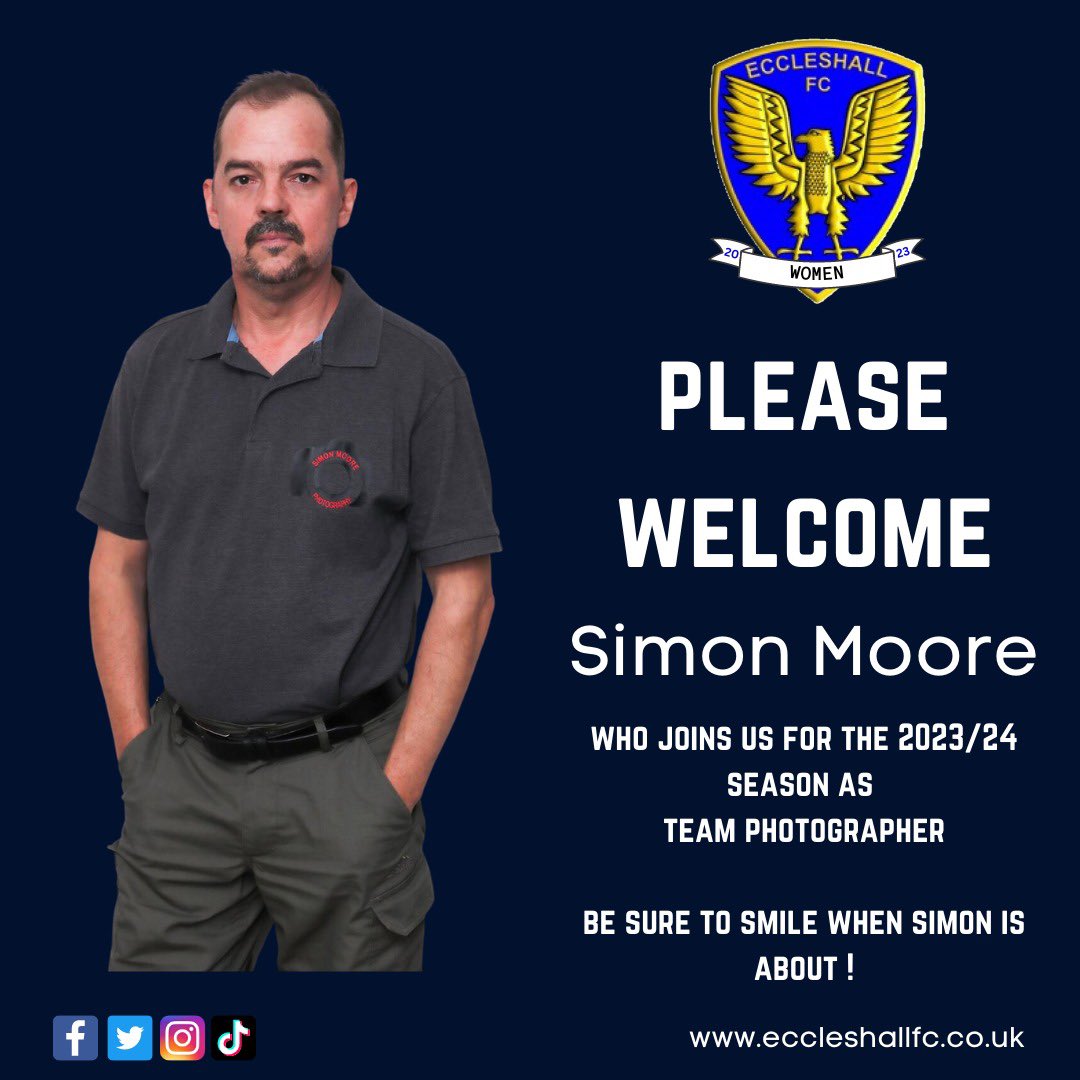 - Simon’s ready with his camera…. 📸

We are delighted that Simon Moore will be our Team Photographer for the 23/24 season! 

Welcome to the Club Simon! 🦅

#photographer #photography #teamphotographer #camera #action #pictures #pics #welcomesimon #eccleshallfcwomen #eagles