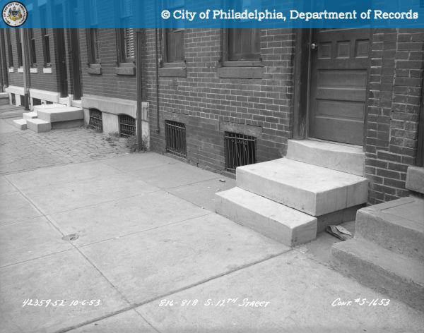 HistoricPHL's tweet photo. October 6, 1953: 816-818 South 12th Street - Contract S-1653. 
https://t.co/QmSkcQI6qE https://t.co/3x5qulgZjJ