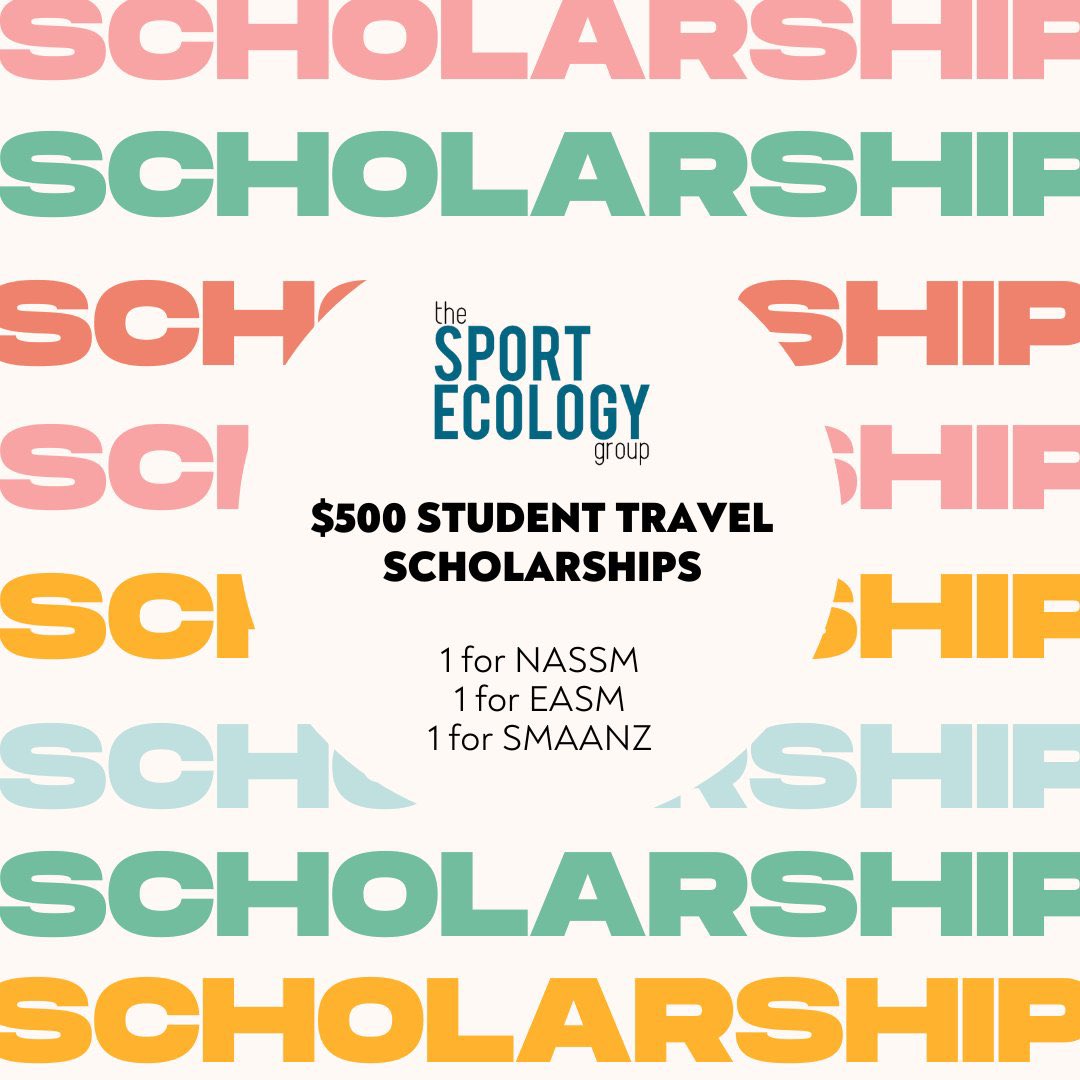 SportEcoGroup's tweet photo. We are looking forward to @EASMBoard 2023 in Belfast!

Any graduate students presenting sport ecology research who need funding should apply for one of our 
✨💵💶 scholarships 💷💴✨

🗓️ August 1
🔗https://t.co/kAWvHJPYz0 https://t.co/yHLqjRmO48