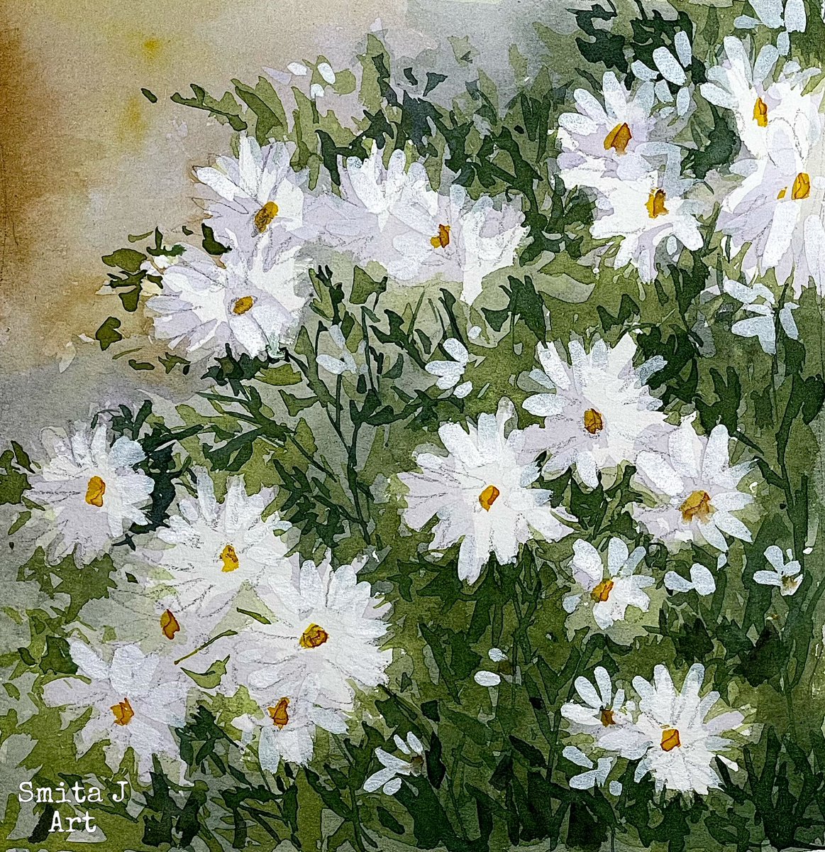 Daisies bloom and sway,
Sunlit whispers fill the air 🌸

#watercolorflorals #watercolorfloral #watercolor #loosefloralartist #loosebrushstrokes #loosefloraldesign #loosefloralart #watercolorfloral #floralart #floral #summer #july
#dasies