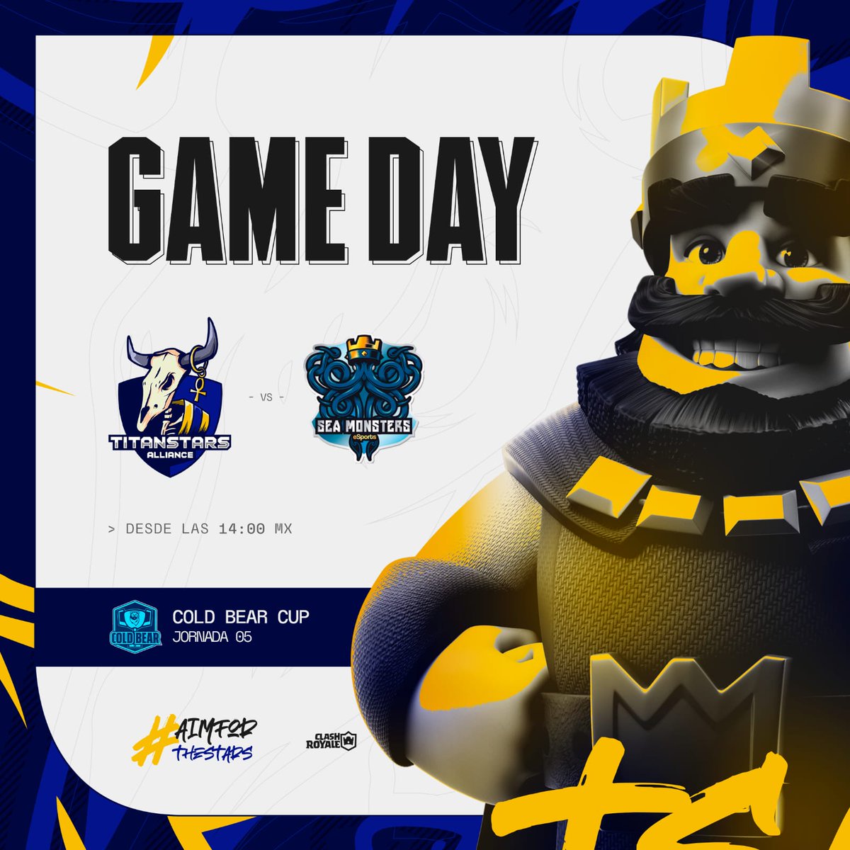TSA Gaming (@tsagaming_) on Twitter photo #CR โข MatchDay โญ๏ธ
Ya estamos preparados para la acciรณn en la arena donde tumbar las torres y obtener la victoria son prioridad ๐
๐ <a href="/ColdBearCup/">Cold Bear Cup</a>
๐๏ธ <a href="/SeaM_eSports/">Sea Monsters eSports</a>
โฐ๏ธ 14:00 ๐ฒ๐ฝ โข Jornada 5
#AimForTheStars โจ๏ธ #CR โข MatchDay โญ๏ธ
Ya estamos preparados para la acciรณn en la arena donde tumbar las torres y obtener la victoria son prioridad ๐
๐ <a href="/ColdBearCup/">Cold Bear Cup</a>
๐๏ธ <a href="/SeaM_eSports/">Sea Monsters eSports</a>
โฐ๏ธ 14:00 ๐ฒ๐ฝ โข Jornada 5
#AimForTheStars โจ๏ธ