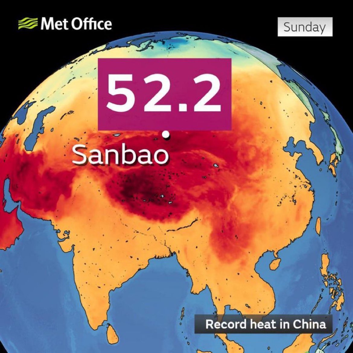 UHN_Plus's tweet photo. 🇨🇳 | LO ÚLTIMO: China registra una temperatura récord de 52.2°C (126°F), superando el máximo histórico del país. https://t.co/Naa8AiMA88