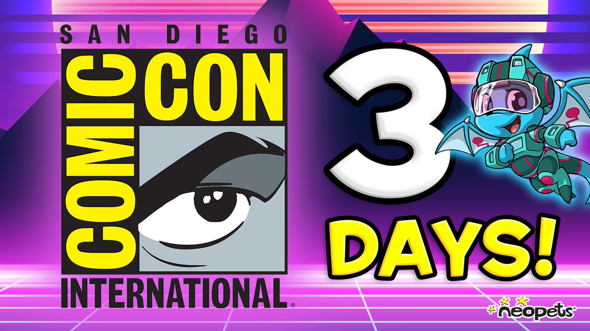 We can't believe that we're saying this, but... THE COUNTDOWN IS ON! ⌛️ #SDCC2023 is 3️⃣ DAYS AWAY! 🤯 We're excited to meet Neopians IRL, hand out goodies, & party on! 🥳 Follow our socials for more info to come! 👀 🔗 More info here! prn.to/3JWdUjm #NeopetsSDCC2023