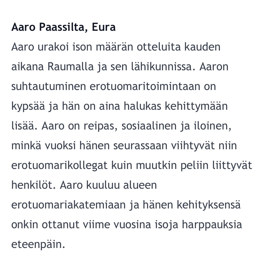 Aaro Paassilta valittu Palloliiton Läntisen alueen kesäkuun tuomariksi. Hienoa duunia nuorelta mieheltä⚽️💪
#EuranPallo #Kasvattajaseura 

palloliitto.fi/ajankohtaista/…