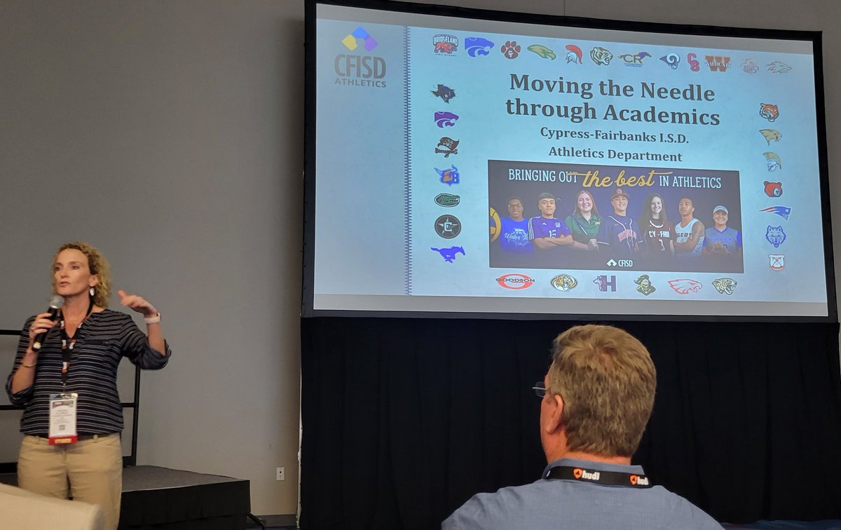 Great presentation on Moving the Needle through Academics by AD @VFlores34 & her athletic administrators staff at #THSCA2023 coaching school. Important- empathize the process of academic data collection, over just reporting on the data.
@OfficialTHSADA 
#educationbasedathletics
