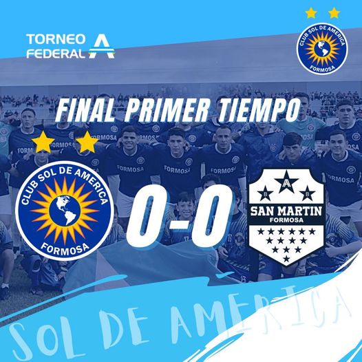Final de la primera parte, en un partido parejo y sin opciones de riesgo, Sol iguala 0-0 ante San Martín.

#DaleSol
#FederalA