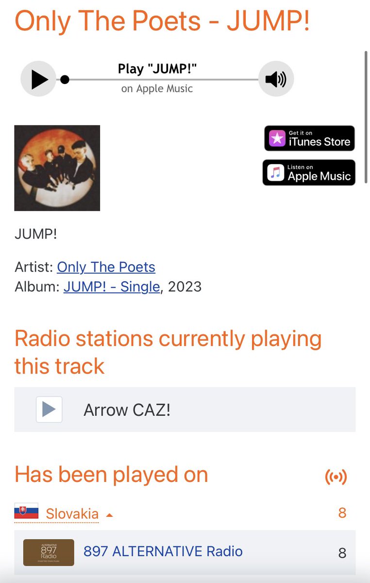otpslovakia's tweet photo. 📻 JUMP! has been recently played on slovak 897 ALTERNATIVE RADIO a few times! https://t.co/OeV82crMfd