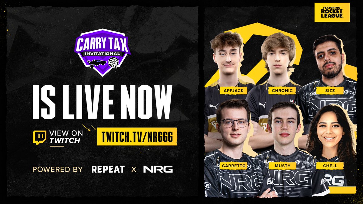 Guys Im playing now in the NRG x Repeat Carry Tax tournament on the NRG live stream! Come join the twitch stream, 2 players will get chosen for a chance to be on my team! Repeat is also doing a $1000 tournament, join here > rpt.gg/chronictw #ad