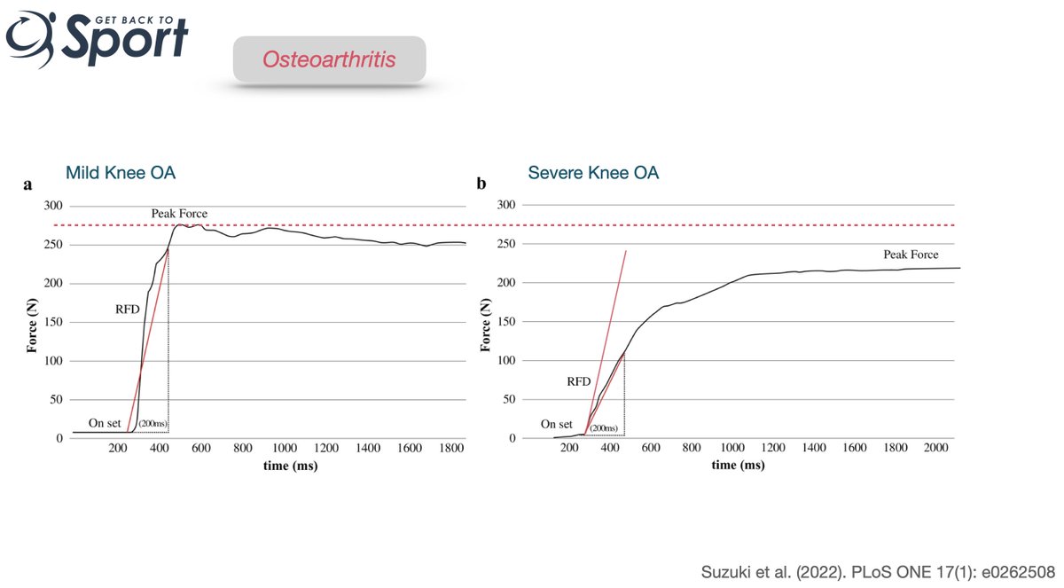 RFD and #osteoarthritis - Significant impairments... 
Speed of force production is associated with falls risk+ ...

Power &amp; RFD is important for all populations.
Check out how to implement this in your rehab
👇
getbacktosport.com/making-sense-o…