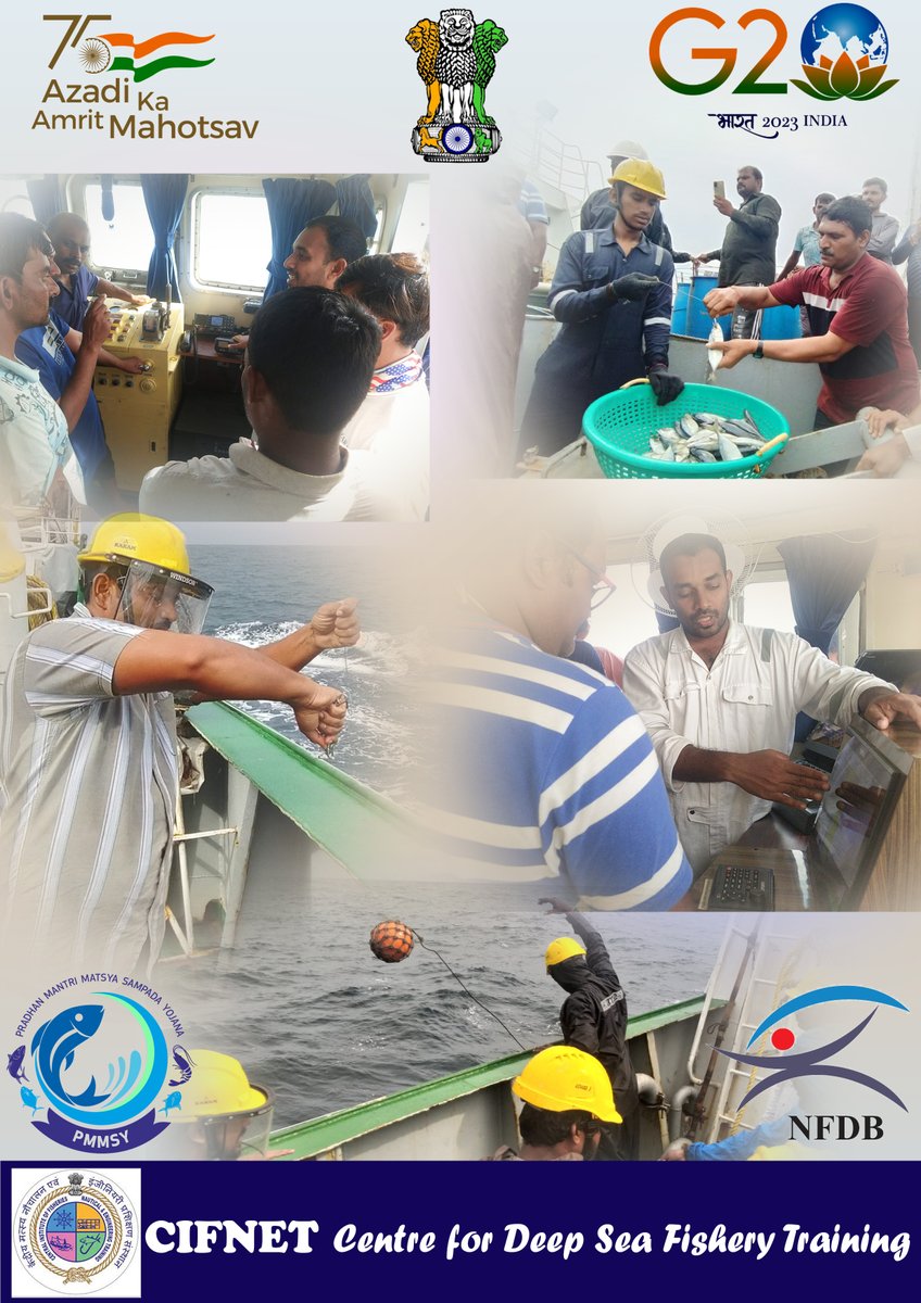 CifnetH's tweet photo. On 15-07-23,CIFNET successfully completed the weeklong #SkillTrainingProgramme for 24 Nos of #Fishermen from #Gujarat,in #Capacitybuilding in #DeepseaFishing & #OnboardHandling of #Tuna sponsored by #MPEDA-#NETFISH &Funded by #NFDB under #PMMSY @FisheriesGoI @PIB_India @PRupala https://t.co/SeFsMShVnP