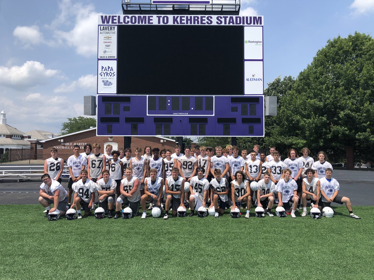 FairlessFootbll's tweet photo. Huge thank you to @MountUnionFB for another great week of camp!! 
Thank you to @CoachGeoffDartt and everything him and his staff do to make this an awesome week!! 
Good luck to @avoneagles @GHSBulldogsFB @LouisvilleLepFB this season!! Great competition as always! 
Go Falcons Go!! https://t.co/uENejJToY1