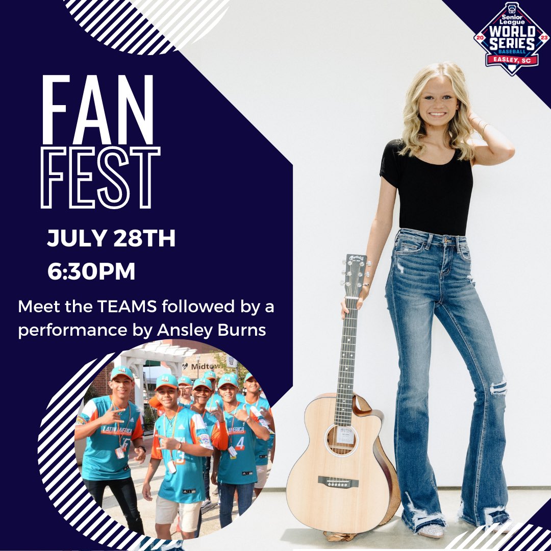 Kick off the tournament with us July 28th with the parade of teams and an amazing preformance by Ansley Burns! Everything starts at 6:30pm at the Easley Amphitheater. #SLBWS