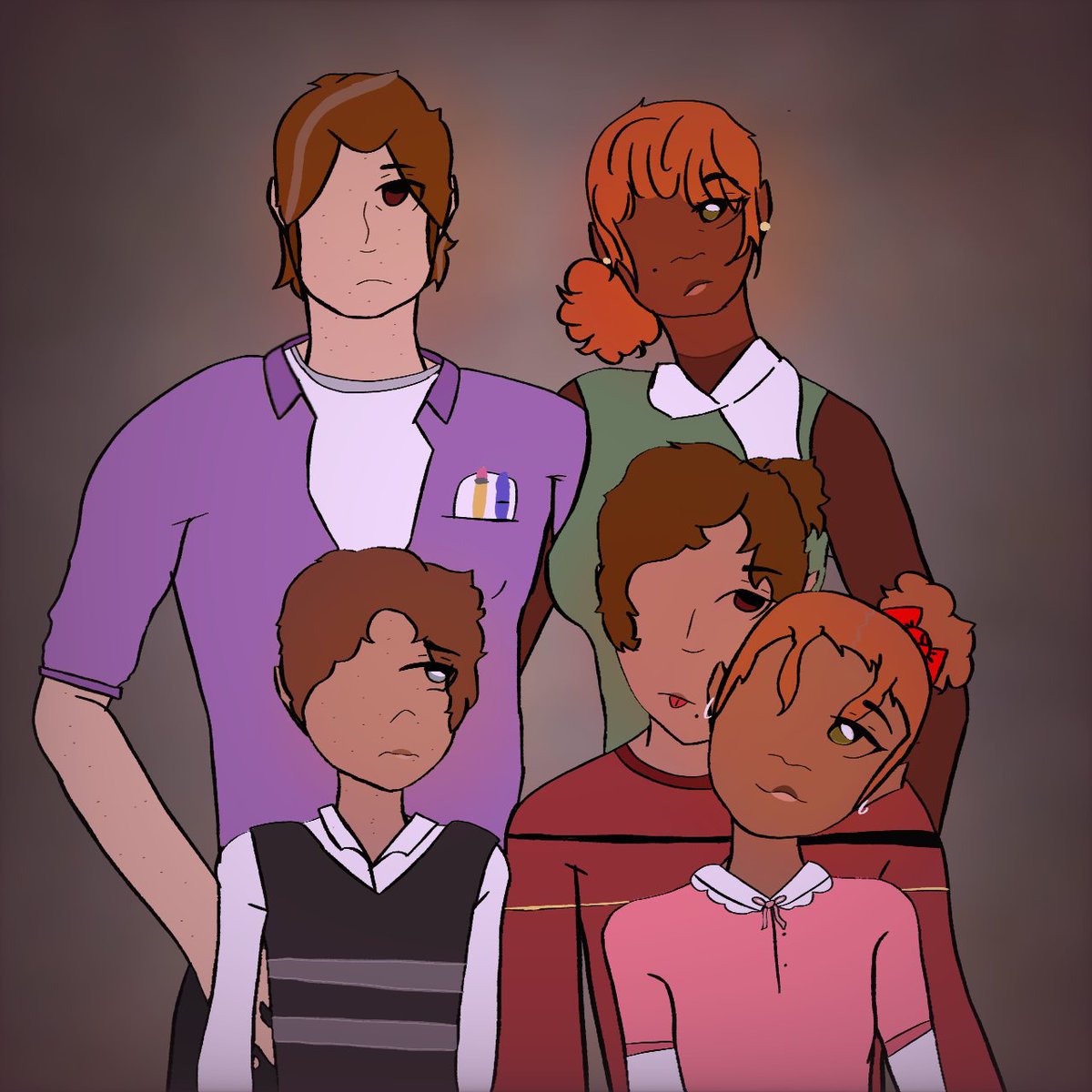 APANMESS101's tweet photo. Almost 1 year ago I drew my version of the afton family and it was very cringe but..I REDREW THEM!!! #fnaf #drawing https://t.co/8JFoi6dh6J