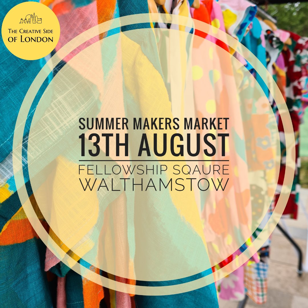 Summer Makers Market 
13th August 
Fellowship Square 
Walthamstow 
E17 4JF
<a href="/FSQ_E17/">Fellowship Square, E17</a> 
Apply now to trade 
forms.gle/mF5iWAuyoMiNCh…
