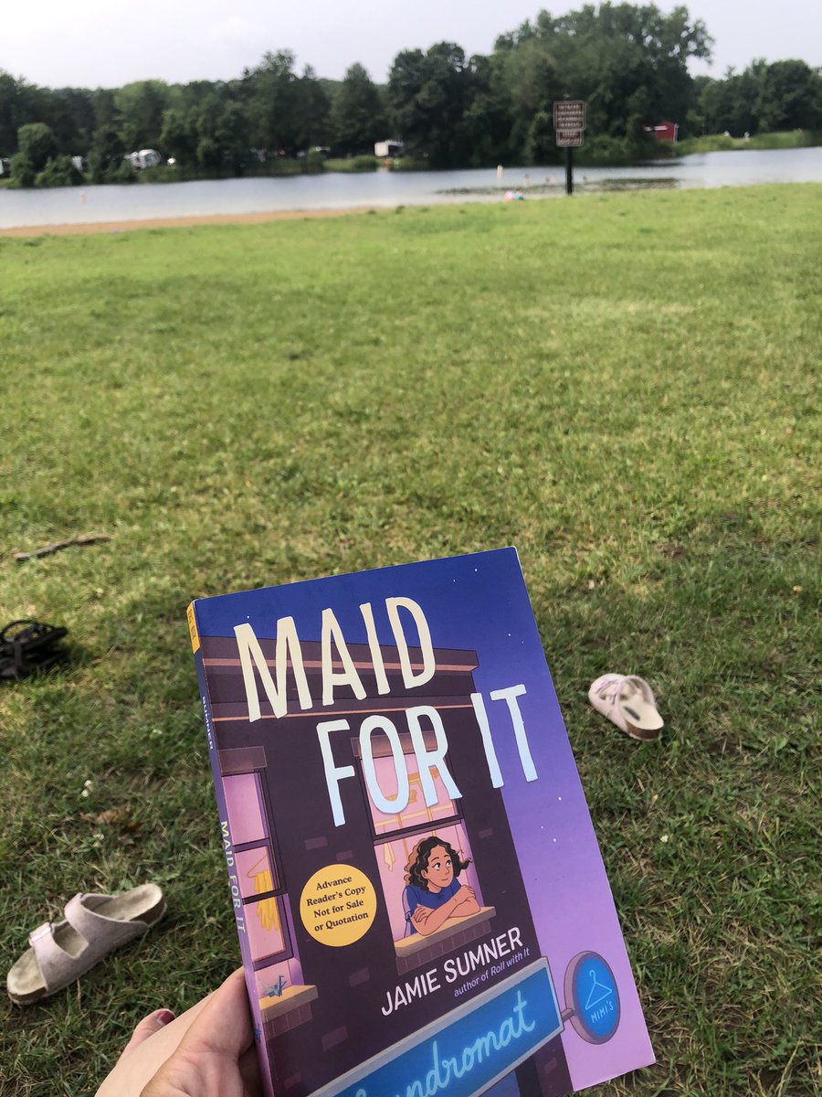 My camp read today and all the kids around me wanted to know what I was reading and what else @jamiesumner_ had written. #MaidForIt had me hooked from page 1! #bookexcursion