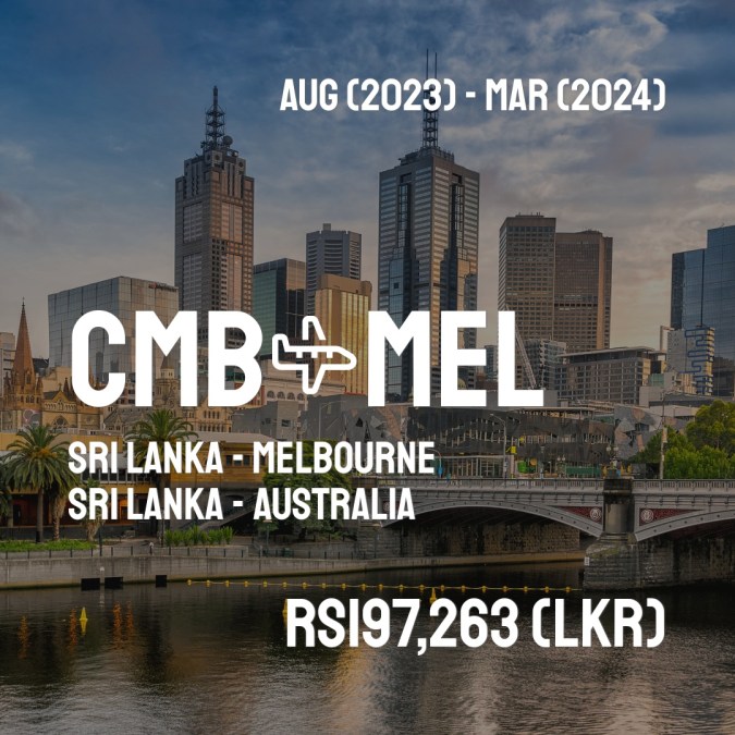 CMBFlyCheap's tweet image. ✈️ Sri Lanka (CMB) to Melbourne (MEL) for only Rs197,263 (LKR) roundtrip 💸
602 live dates on Adventure Machine. - get the app on iOS or Android #srilanka #travelsrilanka #colombostyle #srilankatoday #srilankadaily #gallefort