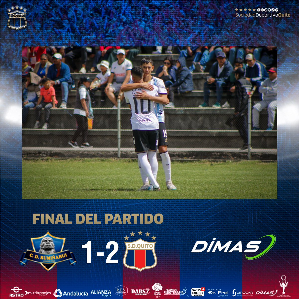 #FECHA13 | Torneo de Pichincha

❤️💙 Ganó el Deportivo Quitooooo y seguimos en busca del objetivo. 🔥

📌FINAL DEL PARTIDO  

#Rumiñahi 1️⃣ 🆚 2️⃣ <a href="/SDQuito_Oficial/">SD Quito Oficial</a> 

¡Vamos AKD! ❤️💙

#ElQuitoSomosTodos