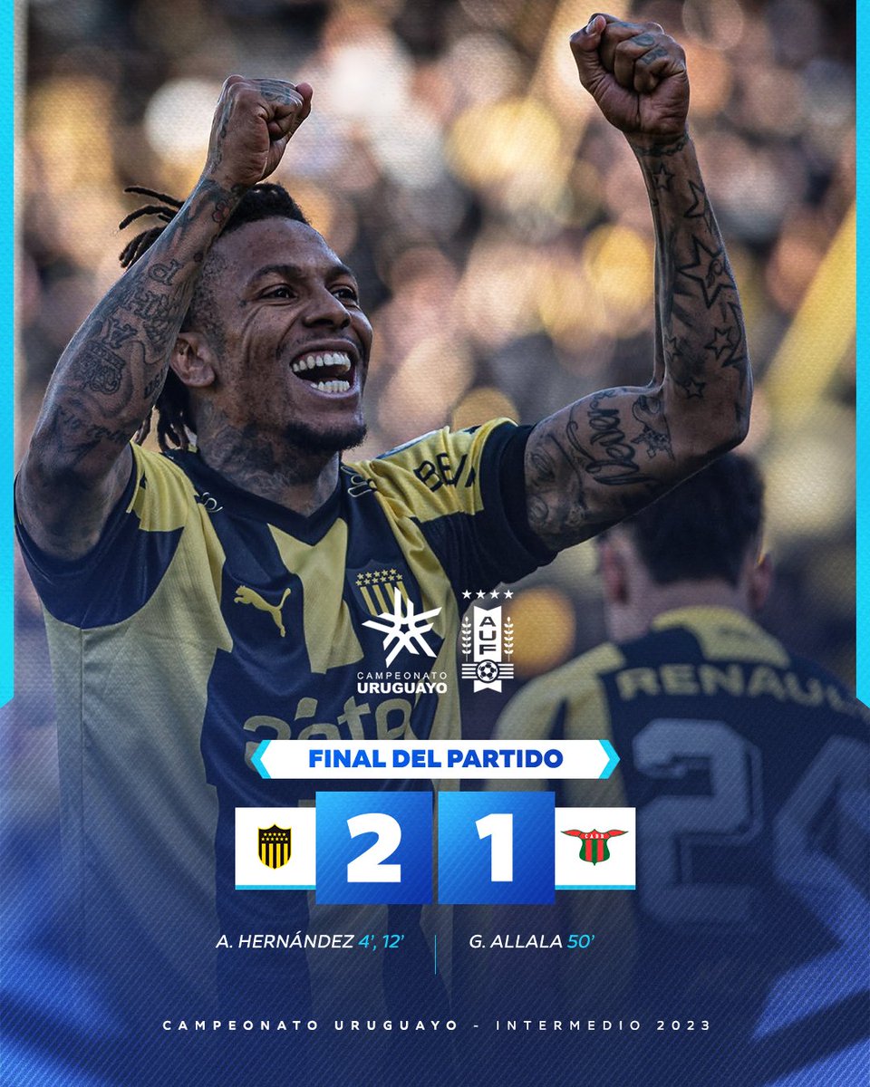 ✅ 𝙁𝙄𝙉𝘼𝙇 𝘿𝙀𝙇 𝙋𝘼𝙍𝙏𝙄𝘿𝙊

👉 <a href="/OficialCAP/">PEÑAROL</a> 2-1 <a href="/bostonriver/">BOSTON RIVER</a> 

⚽ Abel Hernández (4' y 12')
⚽ Gian Allala (50')

#Intermedio2023