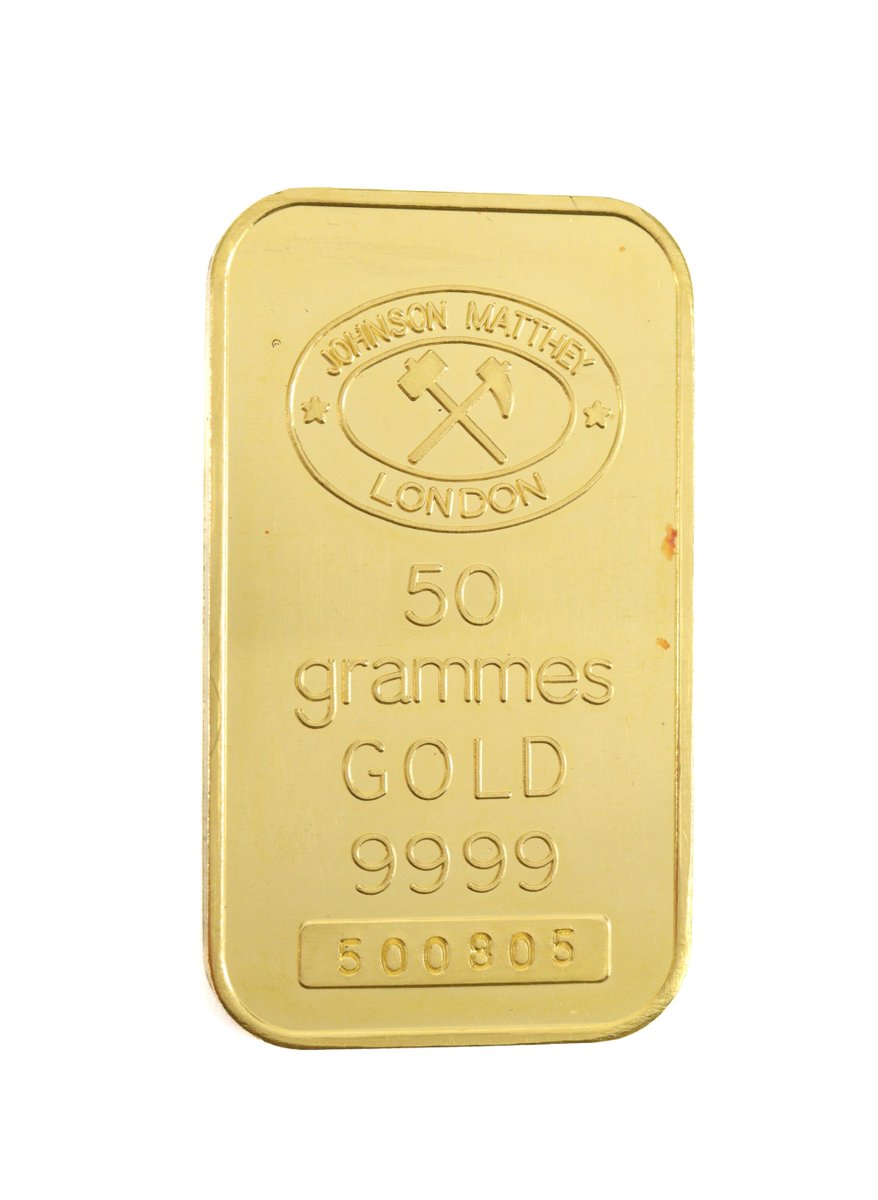Coming up in this Thursday's Sale: Lot 142 Johnson Matthey 50gm Pure Gold Bar £1,800-2,000. #johnsonmatthey #goldbar #barofgold #gold