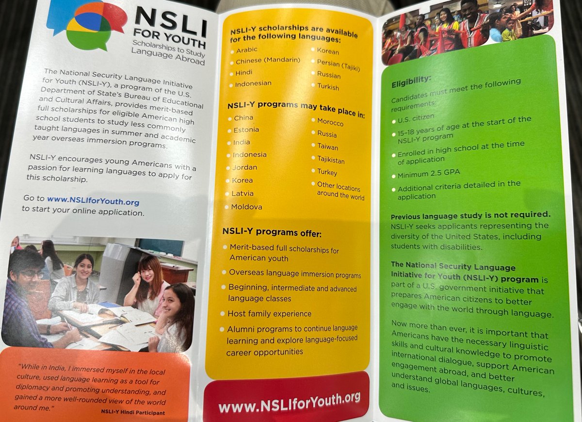 Did you know your high school student(s) could qualify for a Study Abroad Language Scholarship, through NSLI For Youth? #ASCA23