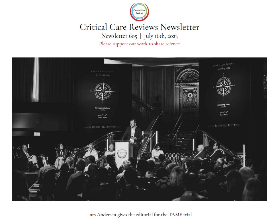 The 605th Critical Care Reviews Newsletter, bringing you the best critical care research and open access articles for the week July 10th to 16th, is now out criticalcarereviews.com/newsletters/cu… Subscription available at criticalcarereviews.com/newsletters/su…