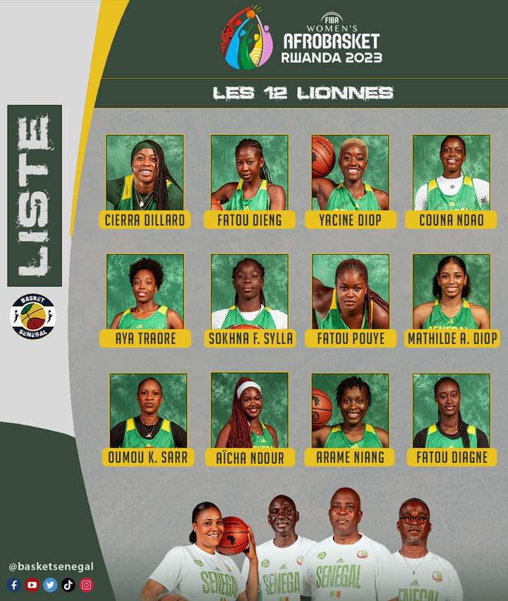 #Afrobasket2023 La liste des 12 lionnes sélectionnées par Coach Tapha Gaye. Yacine est dans la liste finale comme je l'avais dit Léna Timéra (naturalisée) et Oumou Kalsoum Touré (Poste 5) ont sauté 👇👇👇 #Senegal #basketsenegal #lionnesdubasket #kebetu